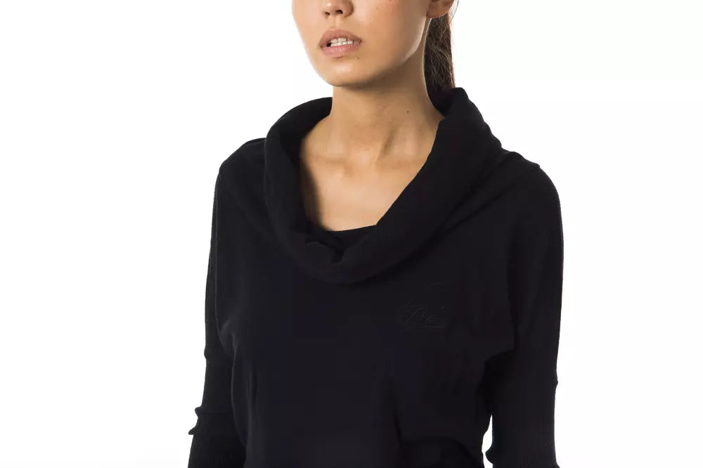 Elegant Open Collar Black Pullover for Women