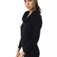 Elegant Open Collar Black Pullover for Women