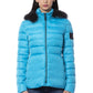 Chic Light Blue Puffer Jacket with Fur
