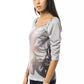 Chic Open Neck Long Sleeve Tee in Gray