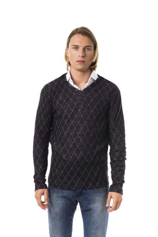 Elegant V-Neck Patterned Sweater