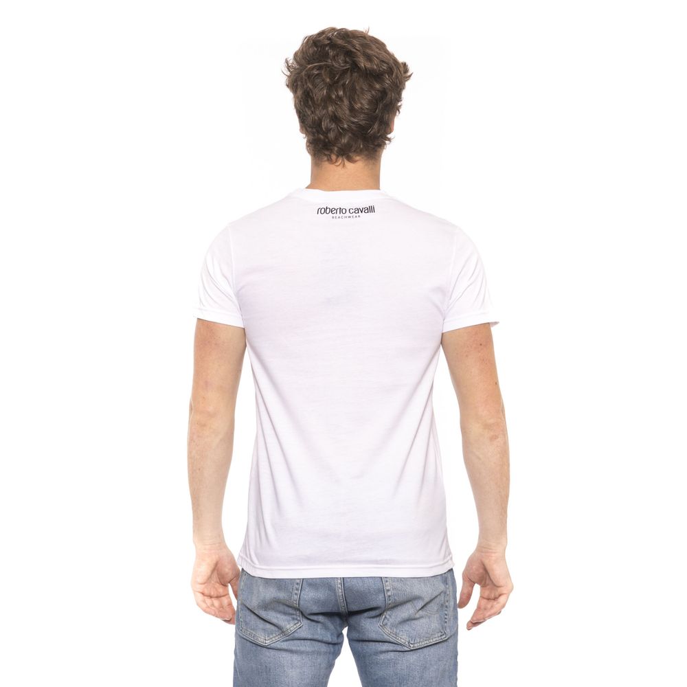 Elegant White Cotton T-Shirt with Logo Print