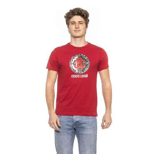 Radiant Red Cotton Tee with Iconic Front Logo