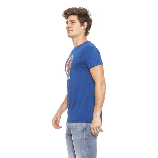 Chic Blue Cotton Tee with Front Logo
