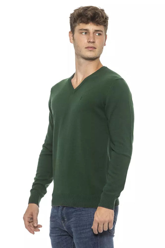 Elegant Green V-Neck Men's Sweater