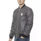 Elegant Gray Leather Bomber Jacket for Men