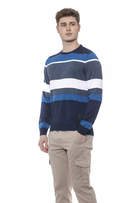 Elegant Striped Crewneck Sweater in Blue