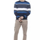 Elegant Striped Crewneck Sweater in Blue