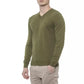 Elegant V-Neck Green Cotton Sweater