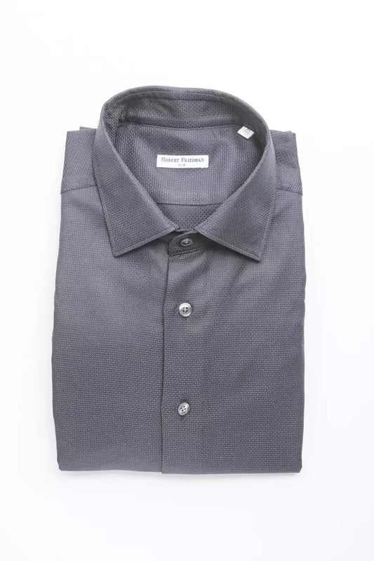 Elegant Medium Slim Collar Men's Blue Shirt