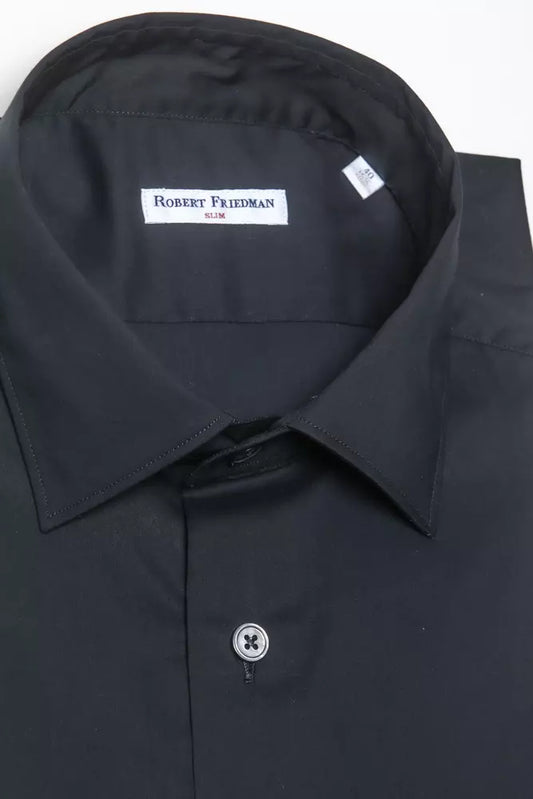 Elegant Slim Black Collar Shirt