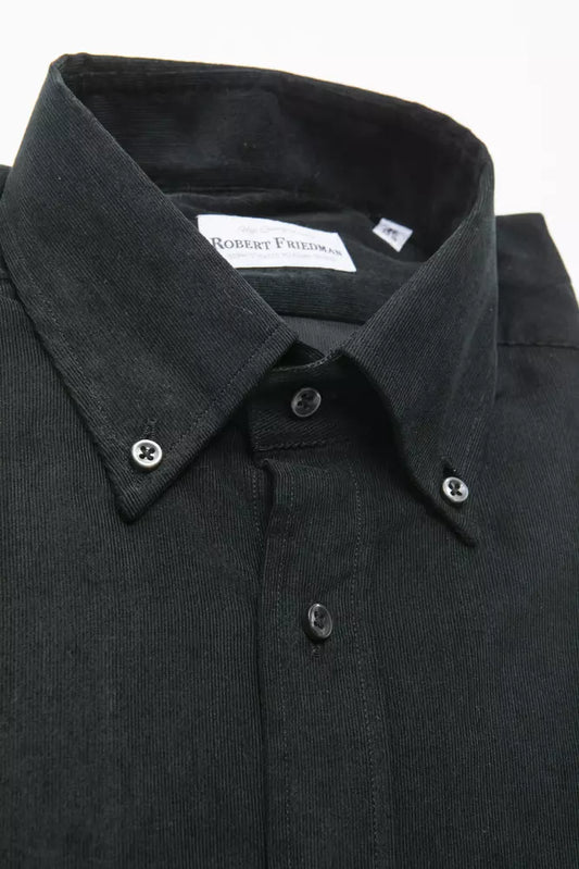 Elegant Black Button-Down Cotton Shirt