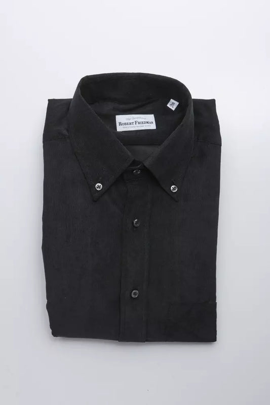 Elegant Black Button-Down Cotton Shirt