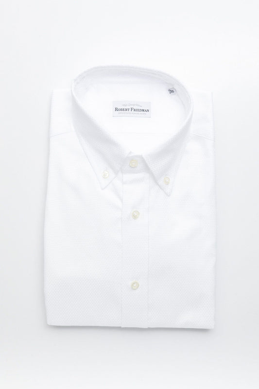 Elegant White Button-Down Regular Shirt