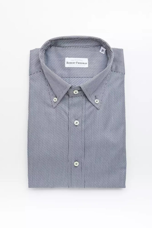 Elegant Blue Cotton Button-Down Shirt
