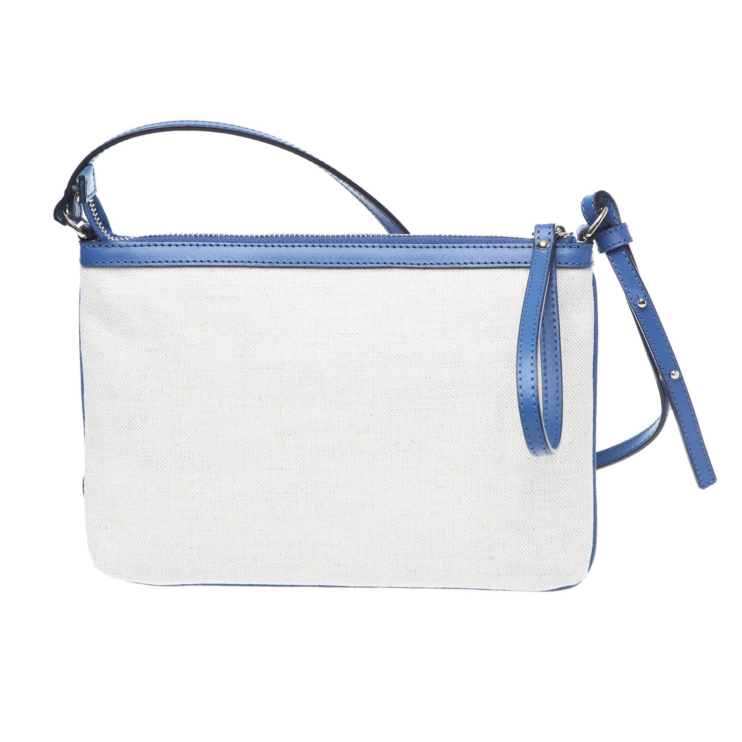 Chic White Fabric and Leather Shoulder Strap