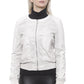 Chic Beige Perforated Faux Leather Jacket