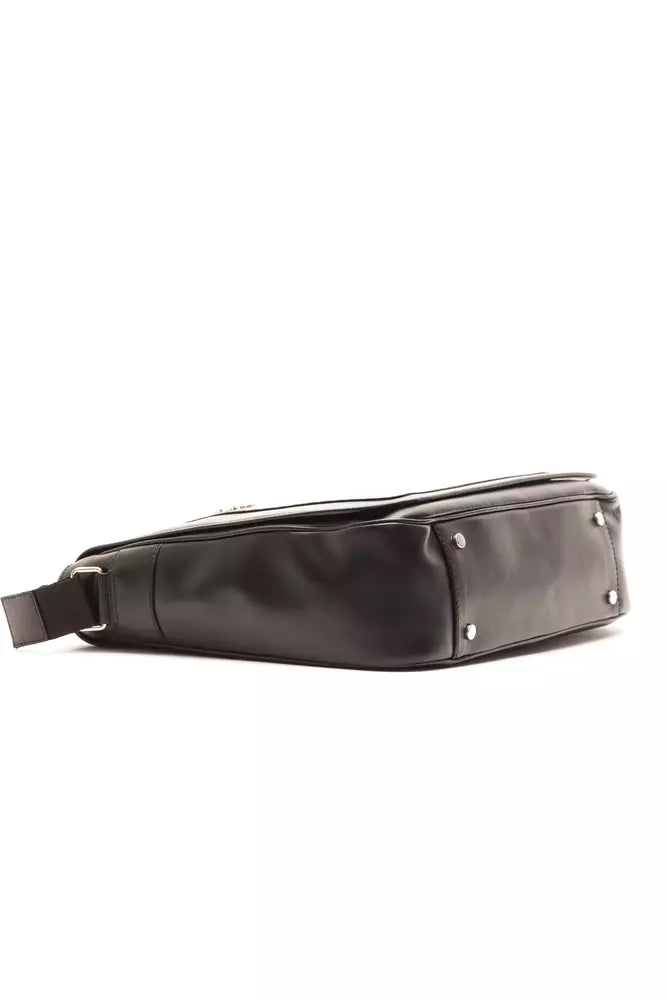 Elegant Black Leather Messenger Bag