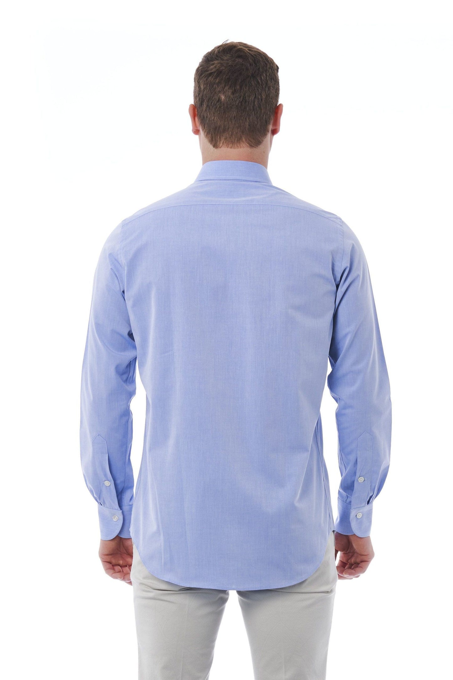 Elegant Light-Blue Italian Collar Shirt
