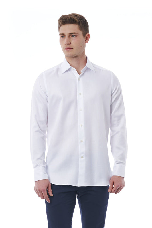 Elegant White Italian Collar Dress Shirt