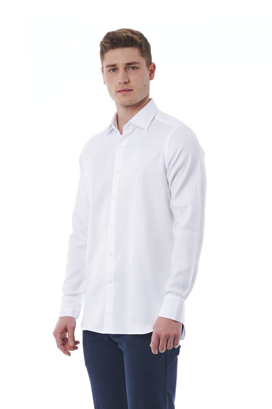 Elegant White Italian Collar Dress Shirt