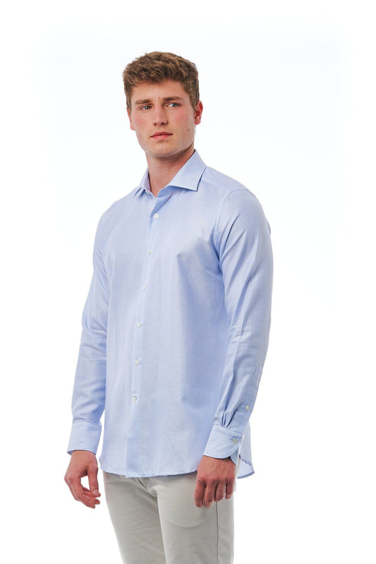 Elegant Slim Fit Light-Blue French Collar Shirt