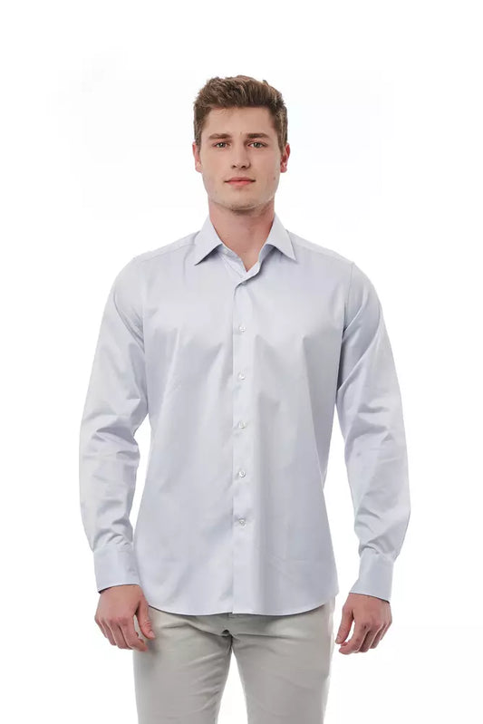 Regular Fit Italian Collar Shirt in Gray