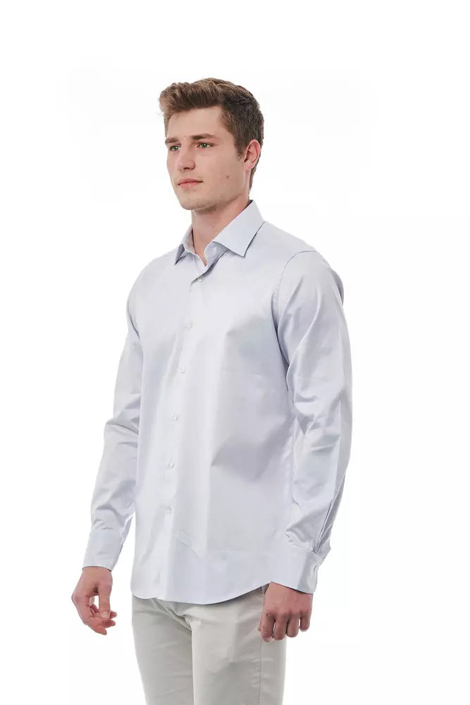 Regular Fit Italian Collar Shirt in Gray