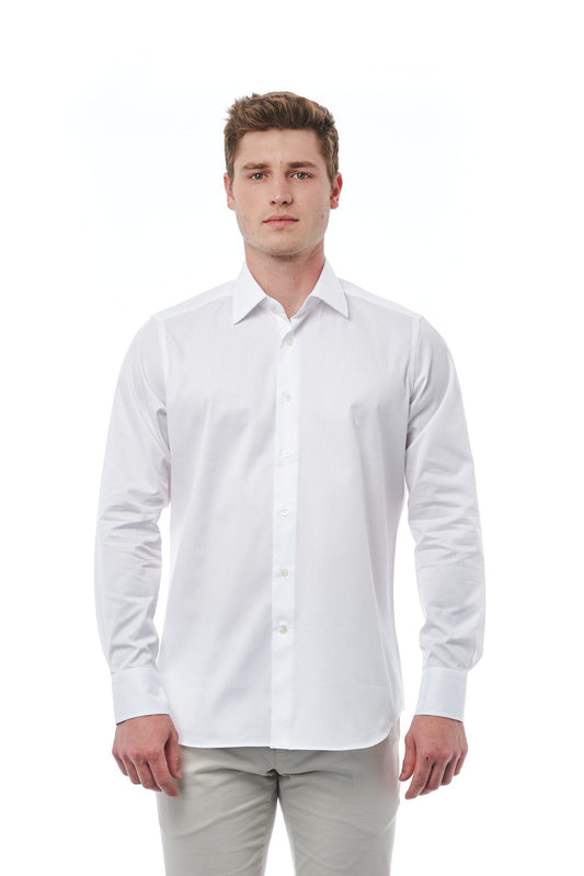 Elegant White Italian Collar Shirt - Regular Fit