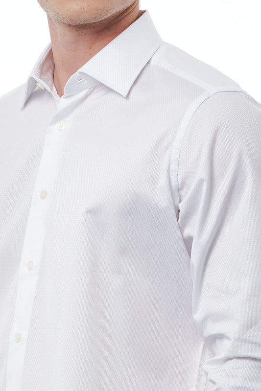 Elegant White Italian Collar Shirt - Regular Fit