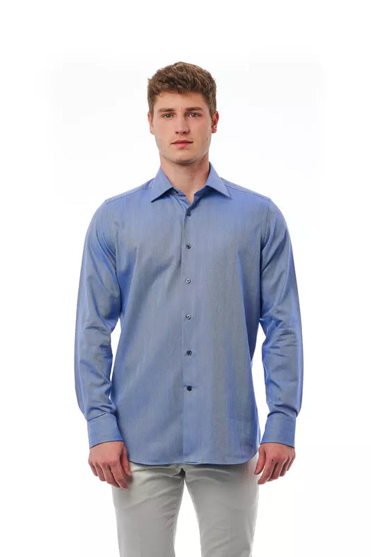 Elegant Light Blue Regular Fit Italian Collar Shirt