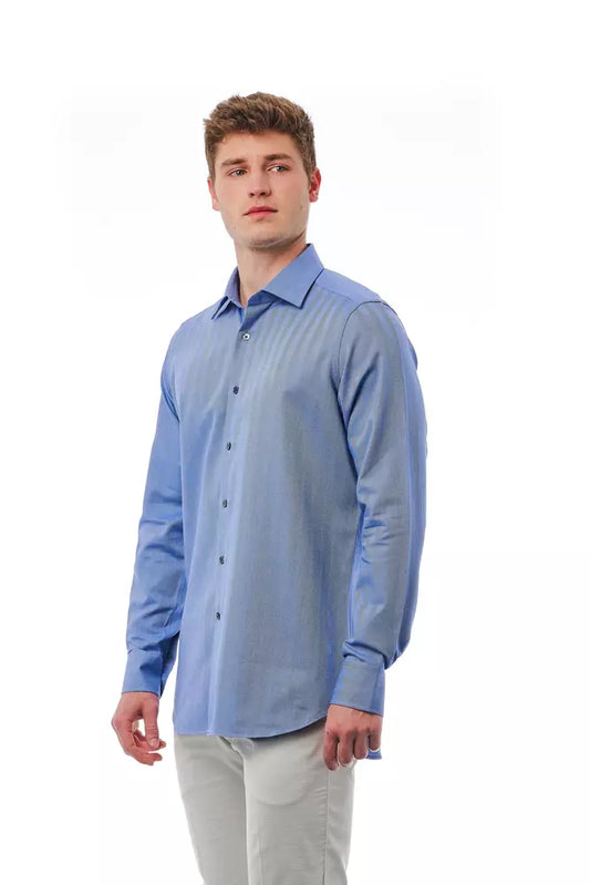 Elegant Light Blue Regular Fit Italian Collar Shirt