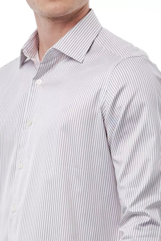 Elegant White Italian Collar Shirt