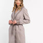 Chic Beige Cotton Kimono Coat with Contrasting Accents