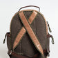 Beige Crackle Effect Leather Backpack