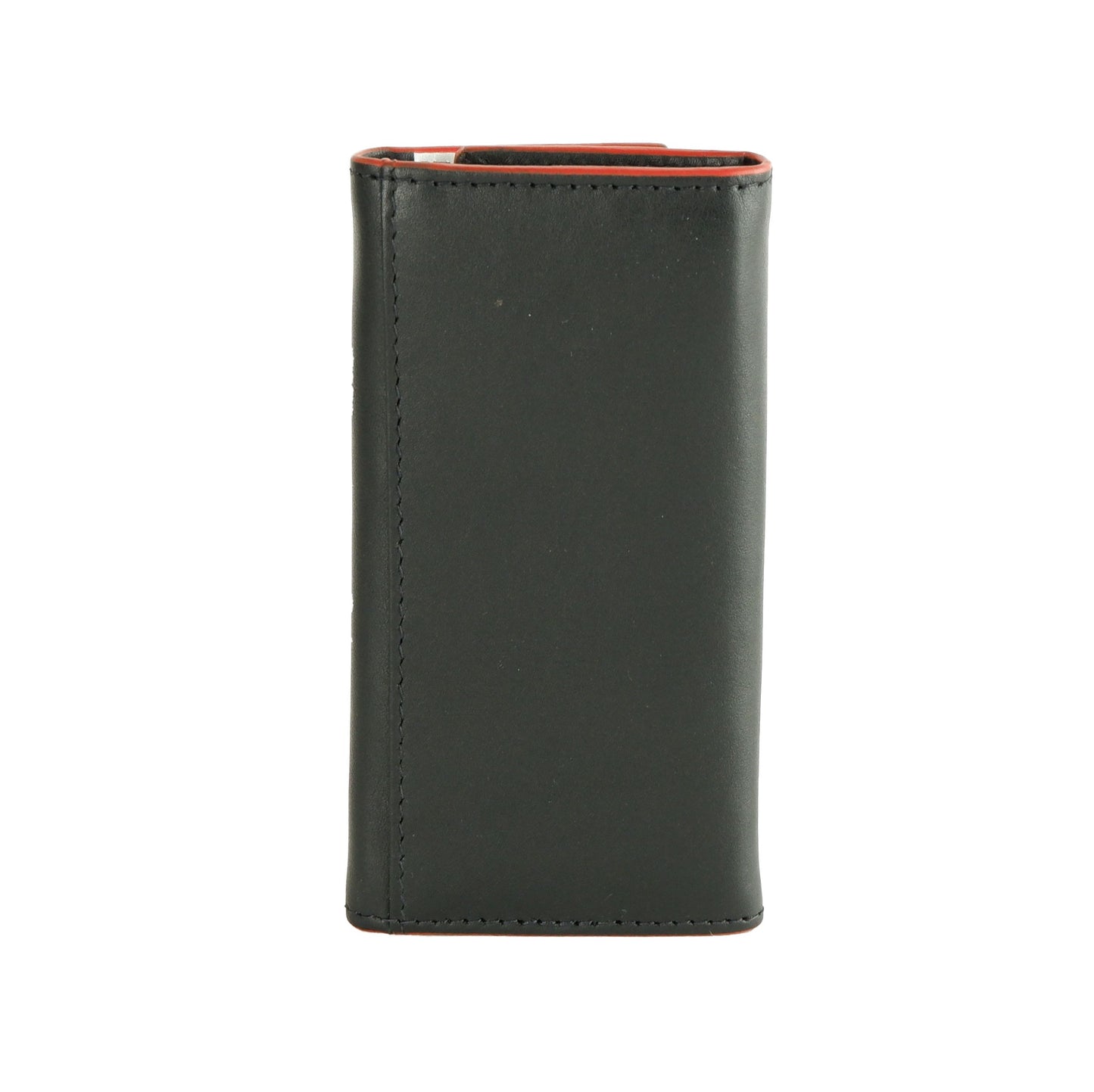 Sleek Black Leather Card Holder with Zip Pocket