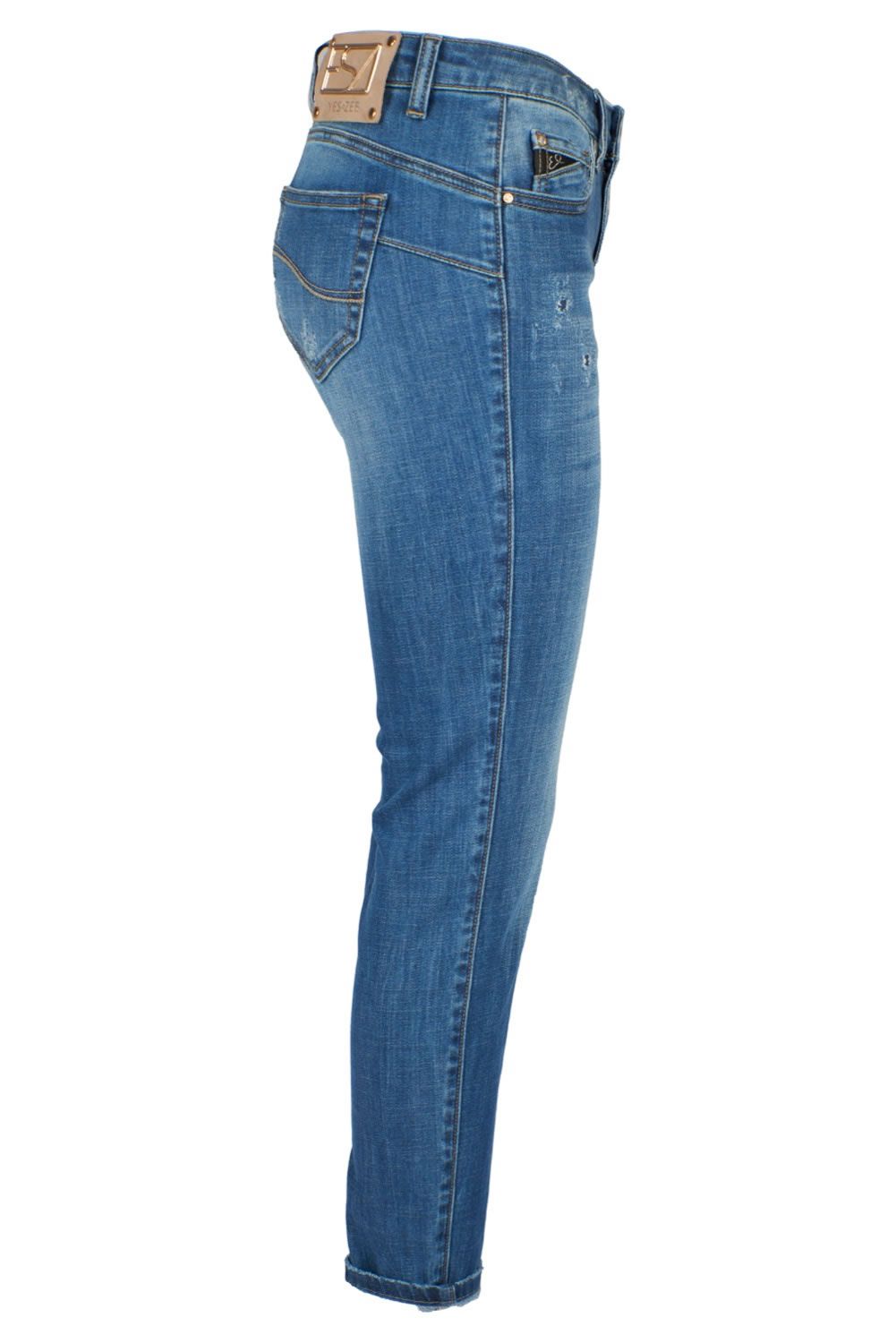 Chic Scratched Blue Denim for Women