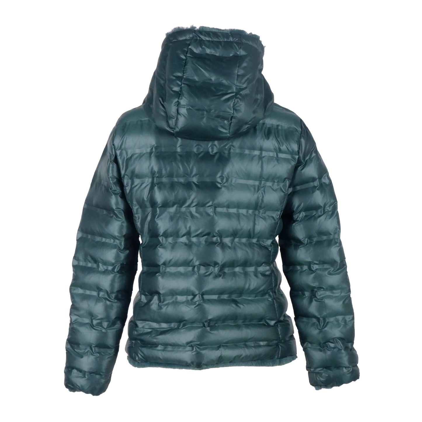 Reversible Hooded Down Jacket in Lush Green