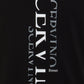 Elegant Black Cotton Tee with Vertical Logo
