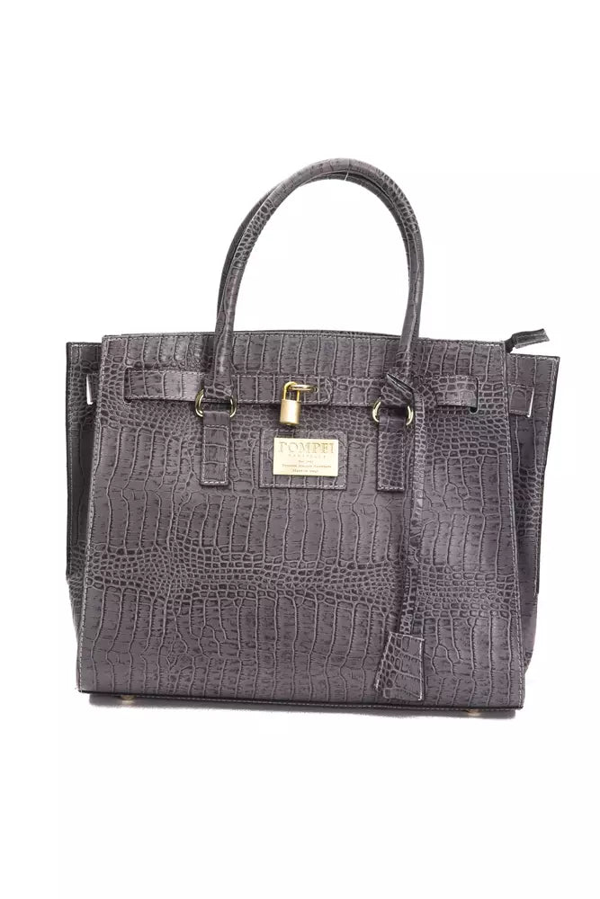 Gray Leather Handbag