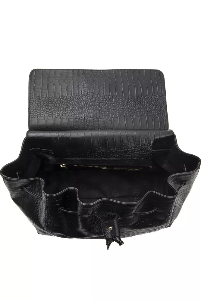 Versatile Crocodile-Print Leather Convertible Bag