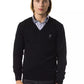 Embroidered V-Neck Merino Wool Sweater