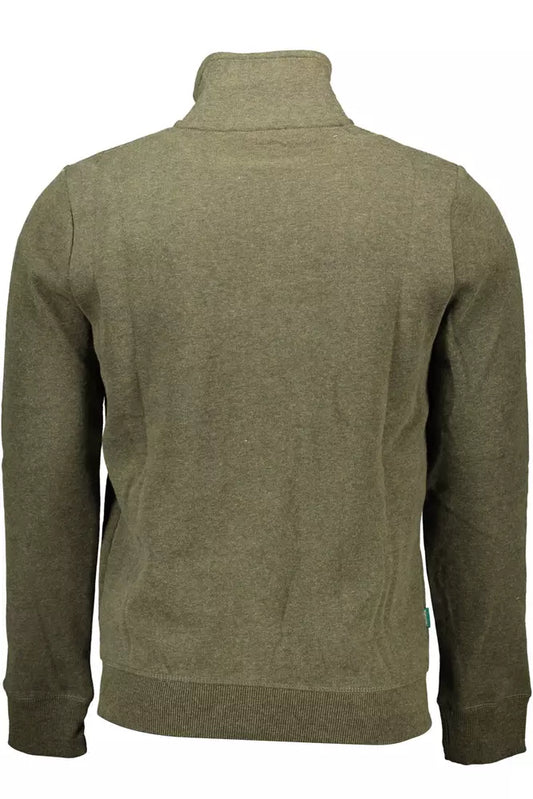 Sleek Green Zippered Sweatshirt with Embroidery
