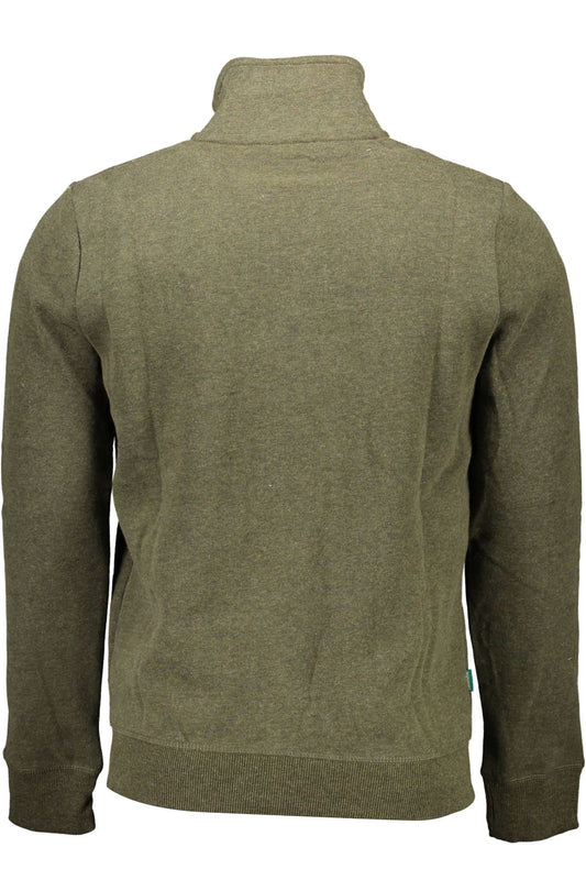 Sleek Green Zip Sweatshirt with Embroidery