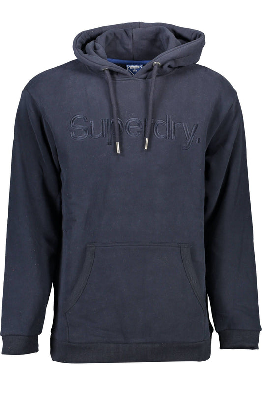 Hooded Blue Cotton Sweatshirt with Embroidery Logo