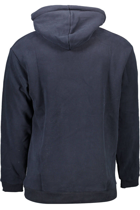 Hooded Blue Cotton Sweatshirt with Embroidery Logo