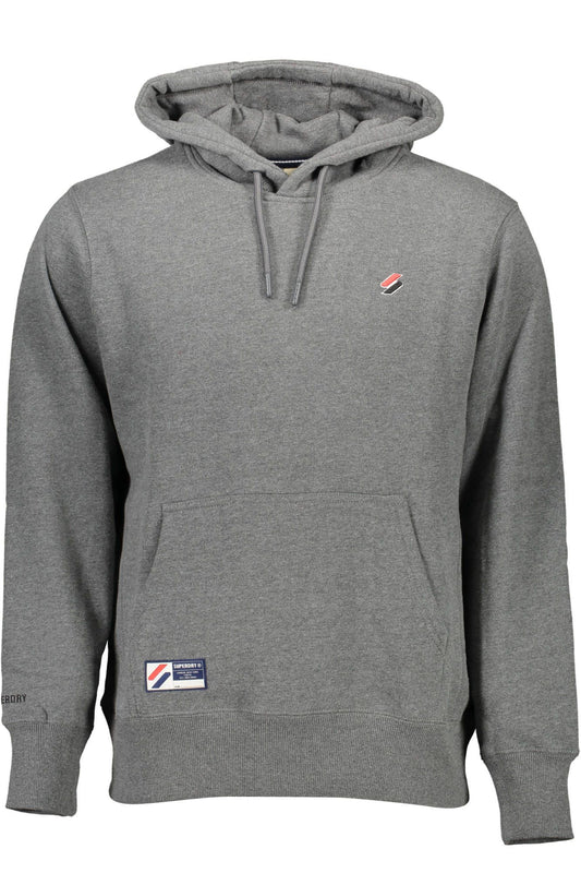 Casual Gray Hooded Sweatshirt with Embroidery