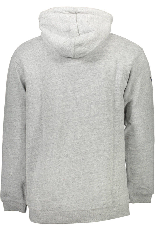 Sleek Gray Hooded Cotton Sweatshirt with Logo