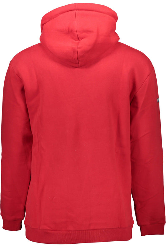 Red Cotton Hooded Sweatshirt with Embroidery