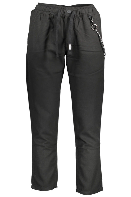 Slim-Fit Black Trousers with Elastic Waistband
